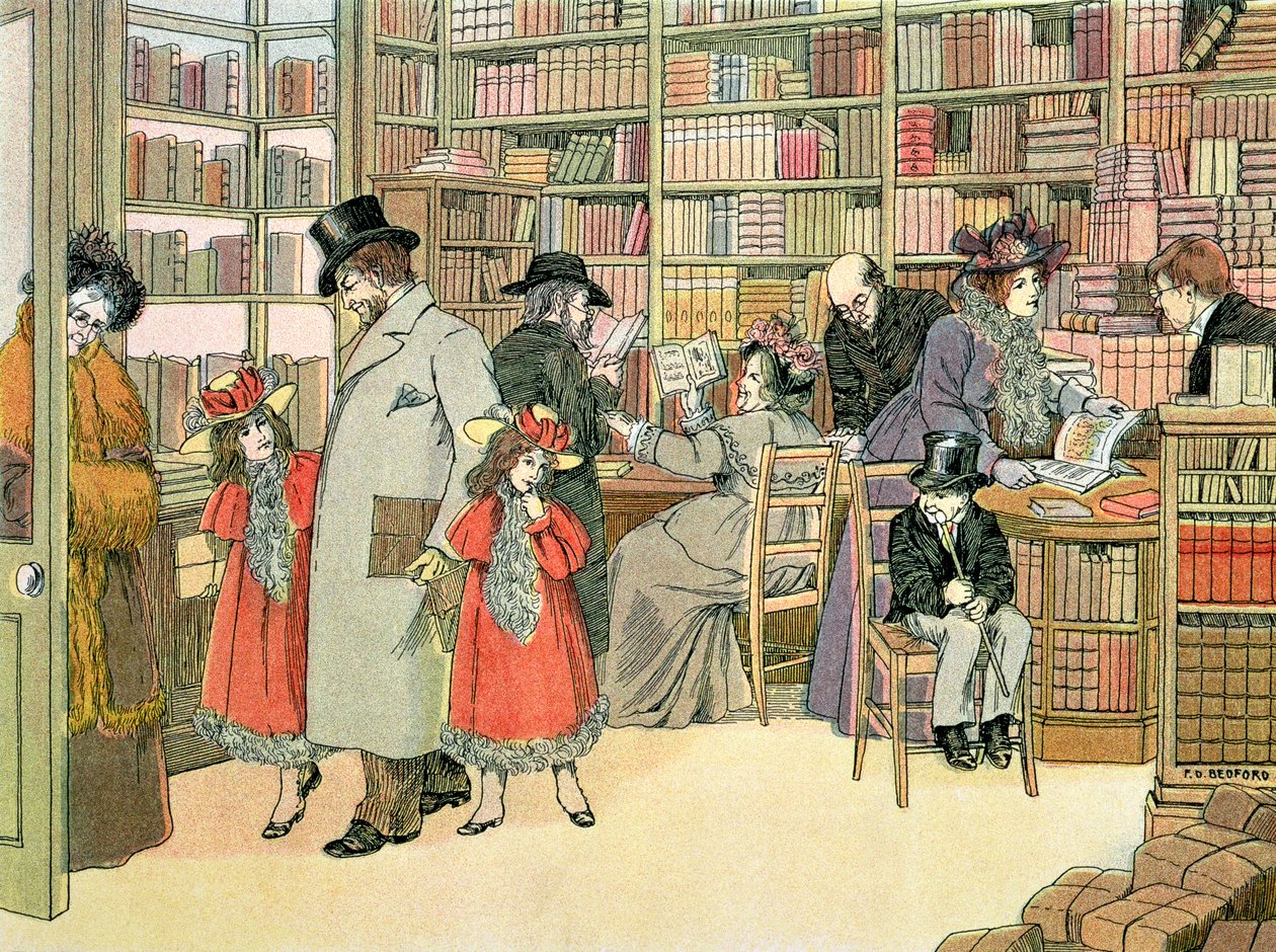 Le magasin de livres, tiré du "Livre des magasins". - Francis Donkin Bedford