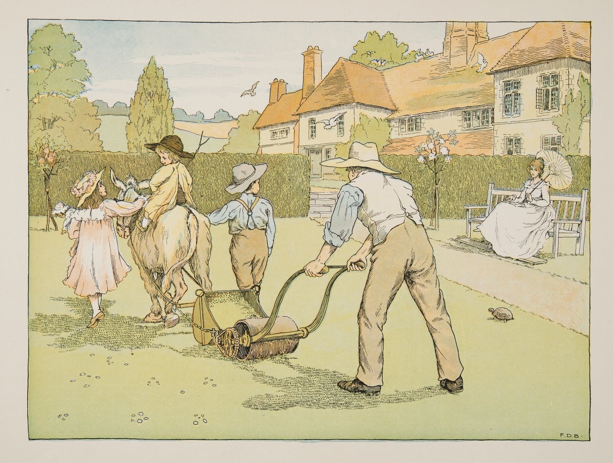 Le jardinier, tiré de Four and Twenty Toilers, pub. 1900 (lithographie couleur) - Francis Donkin Bedford