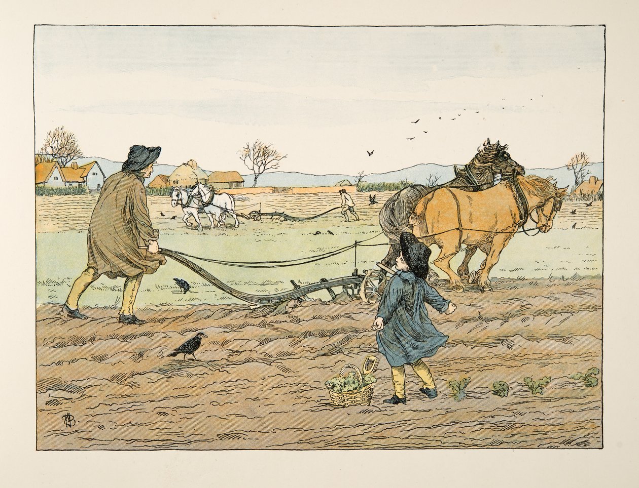 Le laboureur, tiré de Four and Twenty Toilers, pub. 1900 (lithographie couleur) - Francis Donkin Bedford