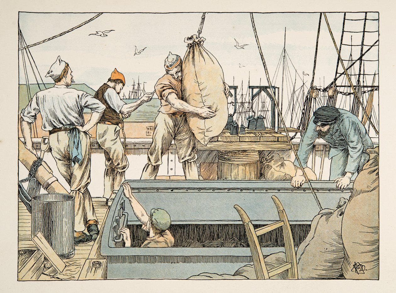 Le débardeur, tiré de Four and Twenty Toilers, pub. 1900 (lithographie couleur) - Francis Donkin Bedford