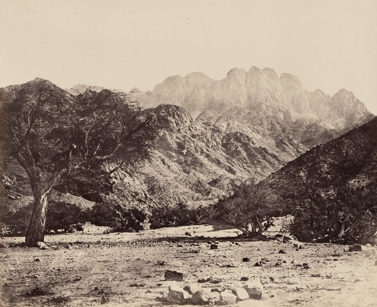 Mont Serbal, depuis le Wadi Feiran, Égypte - Francis Frith