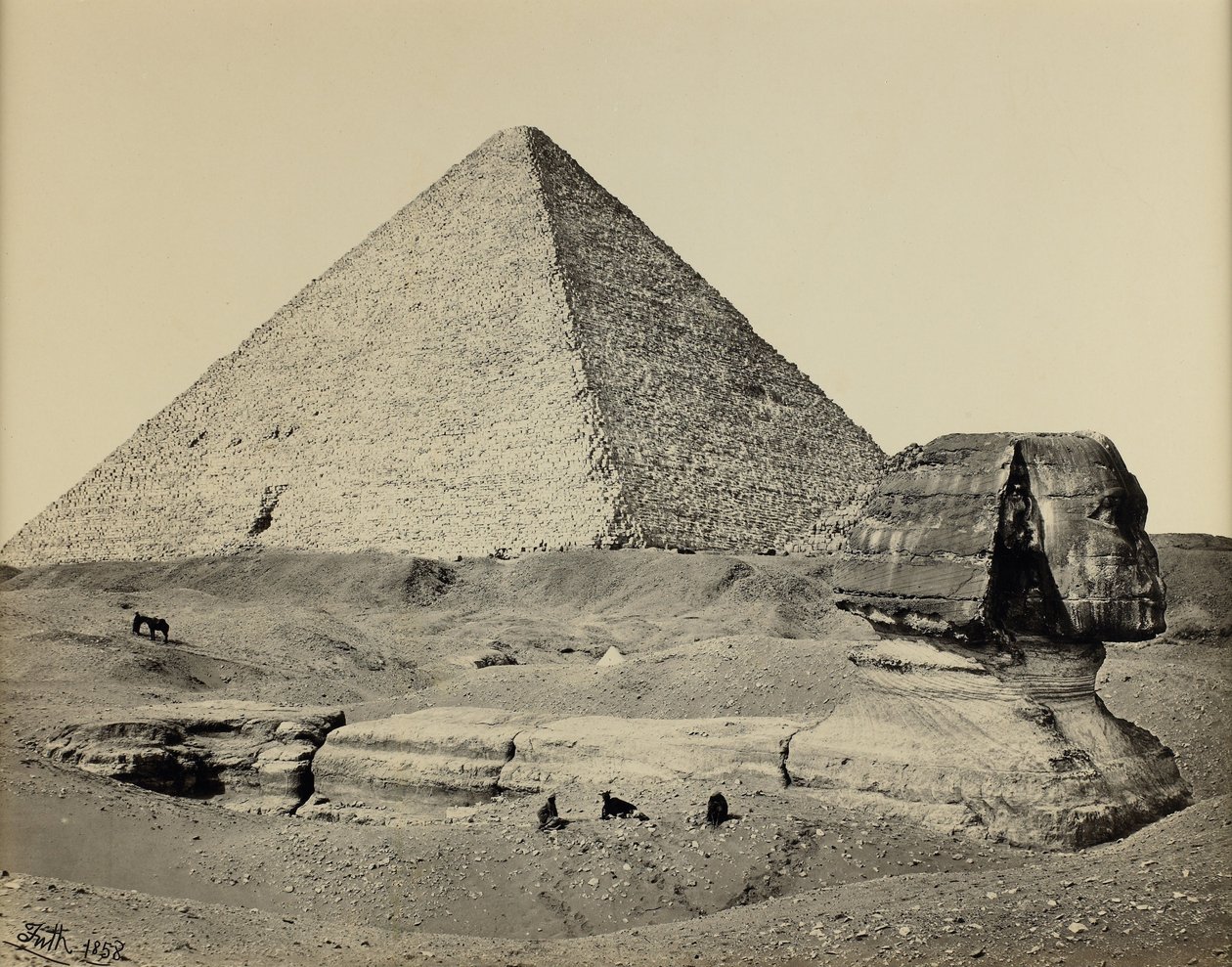 La Grande Pyramide et le Grand Sphinx, Égypte - Francis Frith