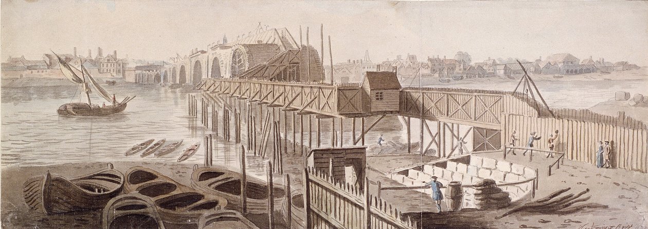 Construction du pont de Blackfriars - Francis Grose