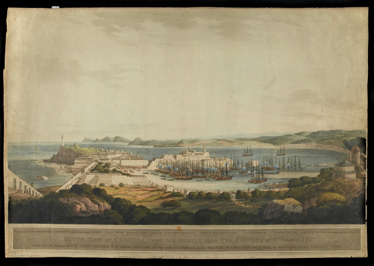 Vue sud de Corunna depuis les hauteurs près du couvent de Sainte-Marguerite - Francis Lee