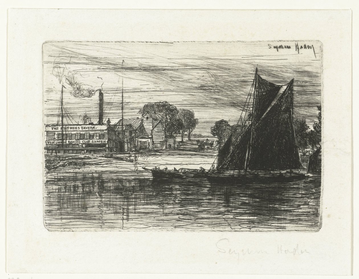 West London Rowing Club (The Feathers Tavern) - Francis Seymour Haden (Sir) (signed by artist)