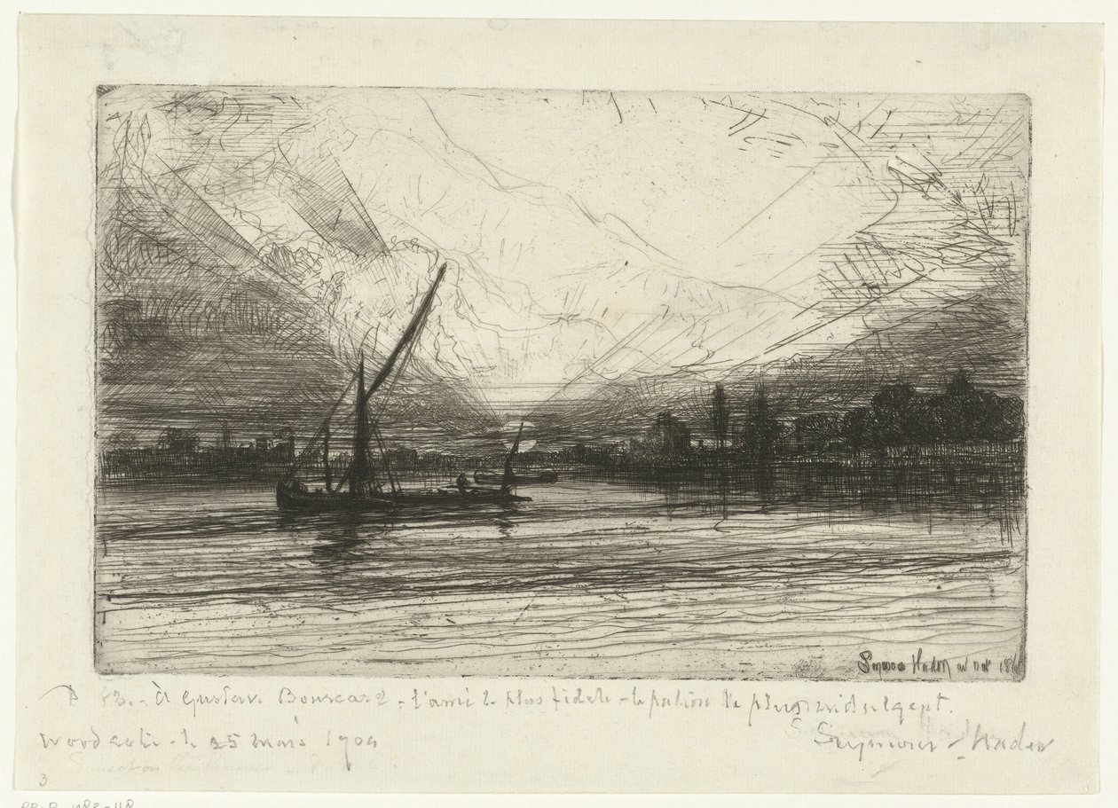 Coucher de soleil sur la Tamise - Francis Seymour Haden (Sir) (signed by artist)