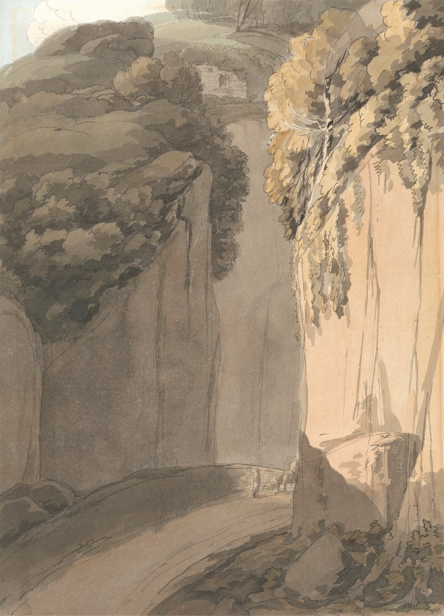 Entrée de la grotte de Posilippo, Naples - Francis Towne