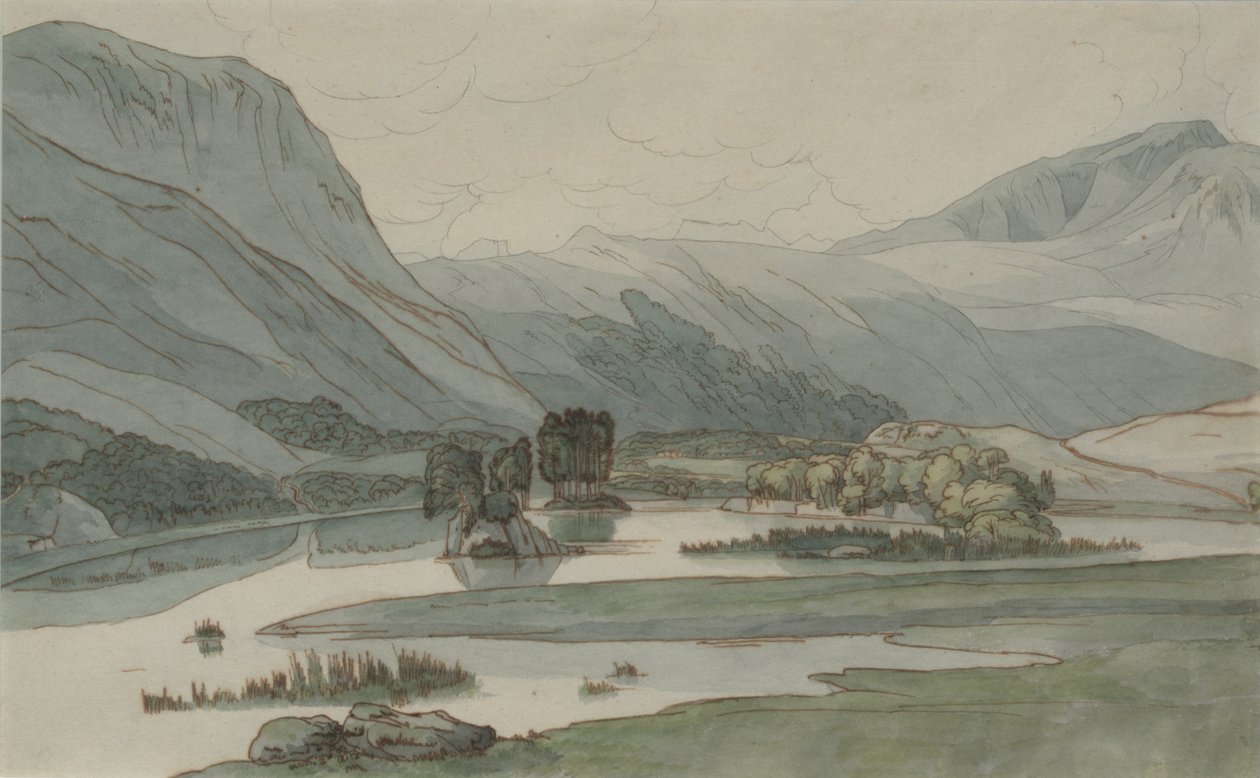 Rydal Water avec les collines de Grasmere, 1786 - Francis Towne