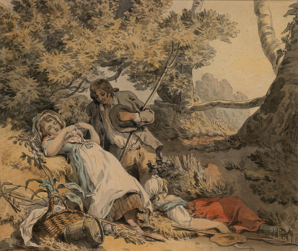Un berger et deux bergères se reposant à l
