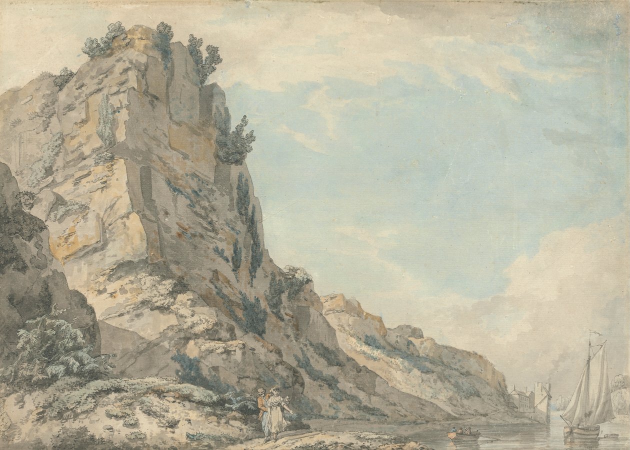 Le rocher de Saint-Vincent, Clifton, Bristol avec la maison de la source de Hotwell au loin - Francis Wheatley