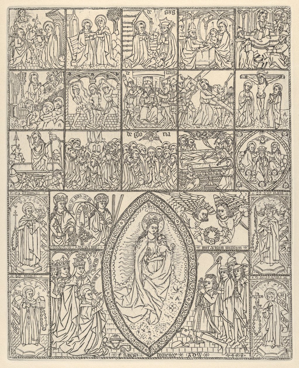 Les Quinze Mystères et la Vierge du Rosaire, Impression moderne, 1488 - Francisco Doménech