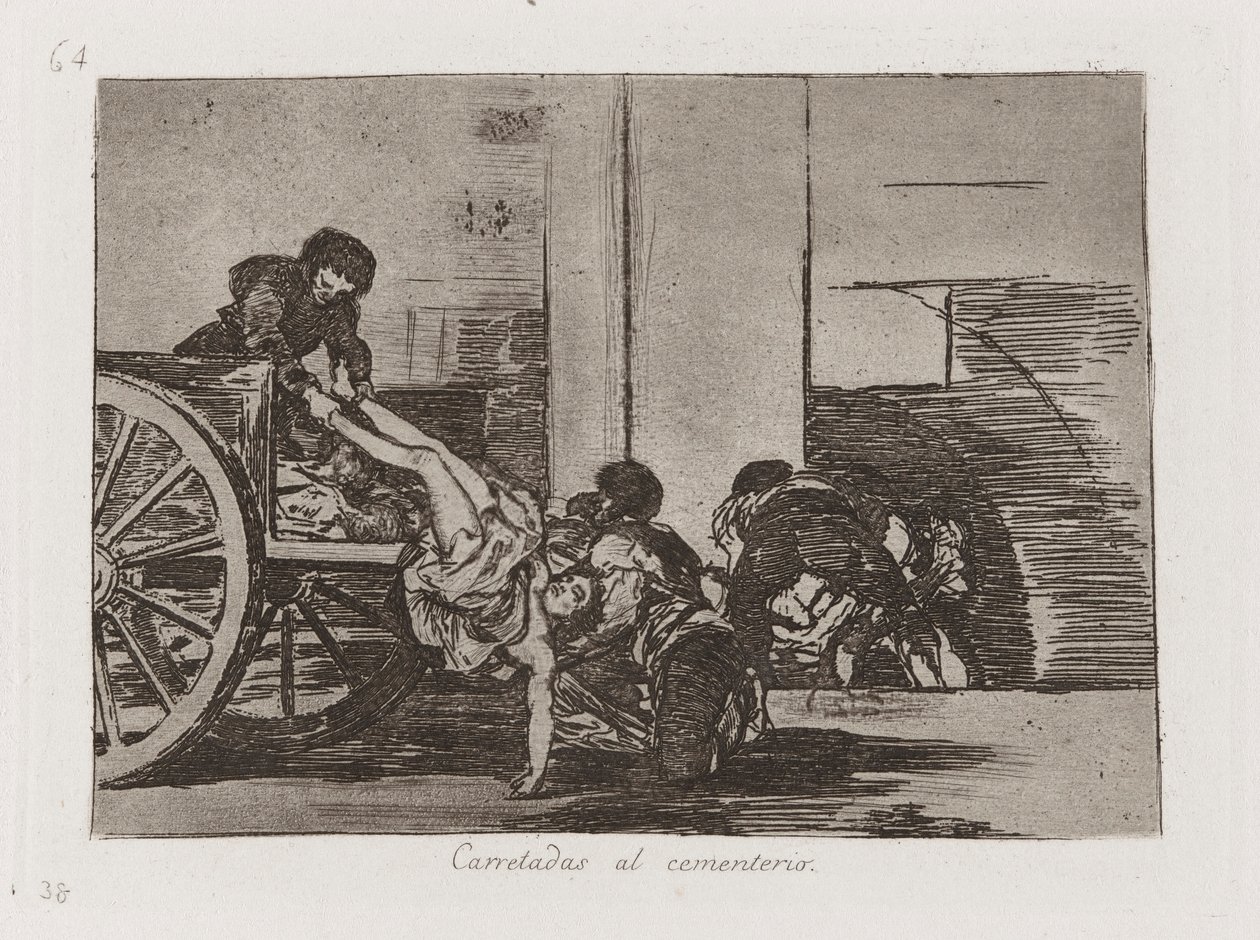 Carretadas au cimetière, planche 64 de Los desastres de la guerra - Francisco de Goya
