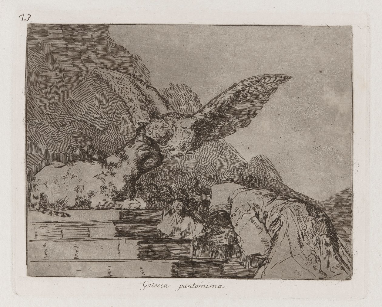 Gatesca pantomima (Pantomime féline), Planche 73 de Los desastres de la guerra (Les désastres de la guerre) - Francisco de Goya