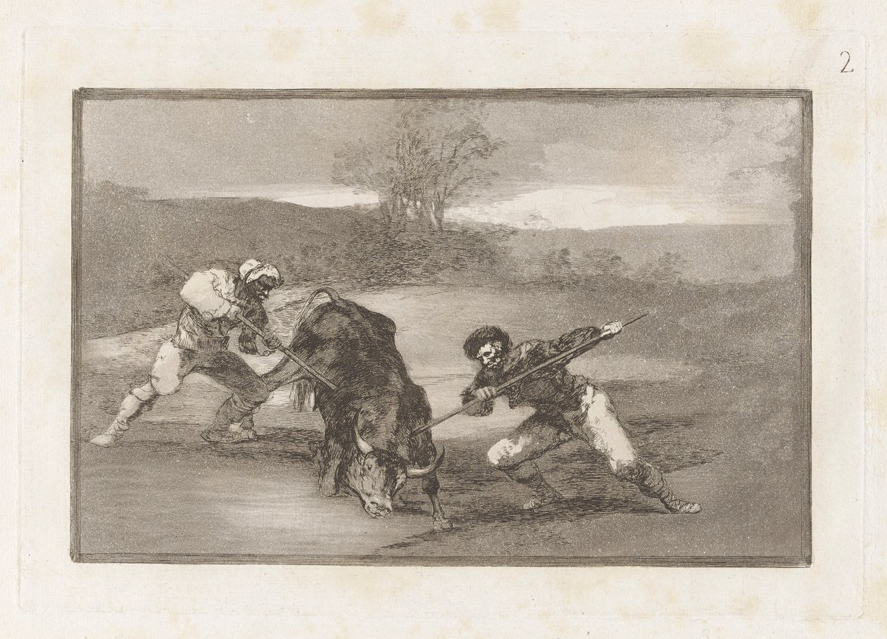 Une autre façon de chasser à pied, Planche 2 de La tauromachie - Francisco de Goya
