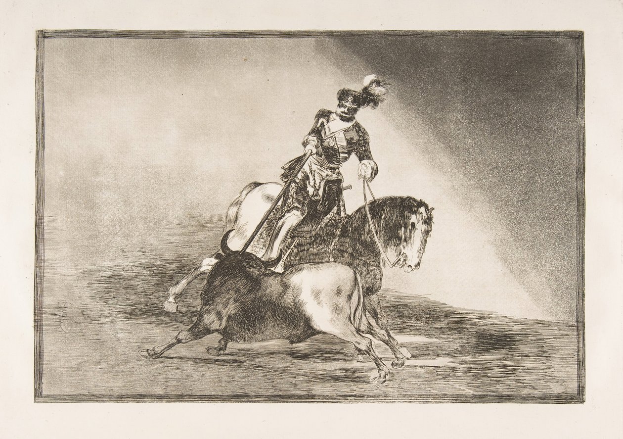 Planche 10 de La Tauromachie : Charles V piquant un taureau dans l