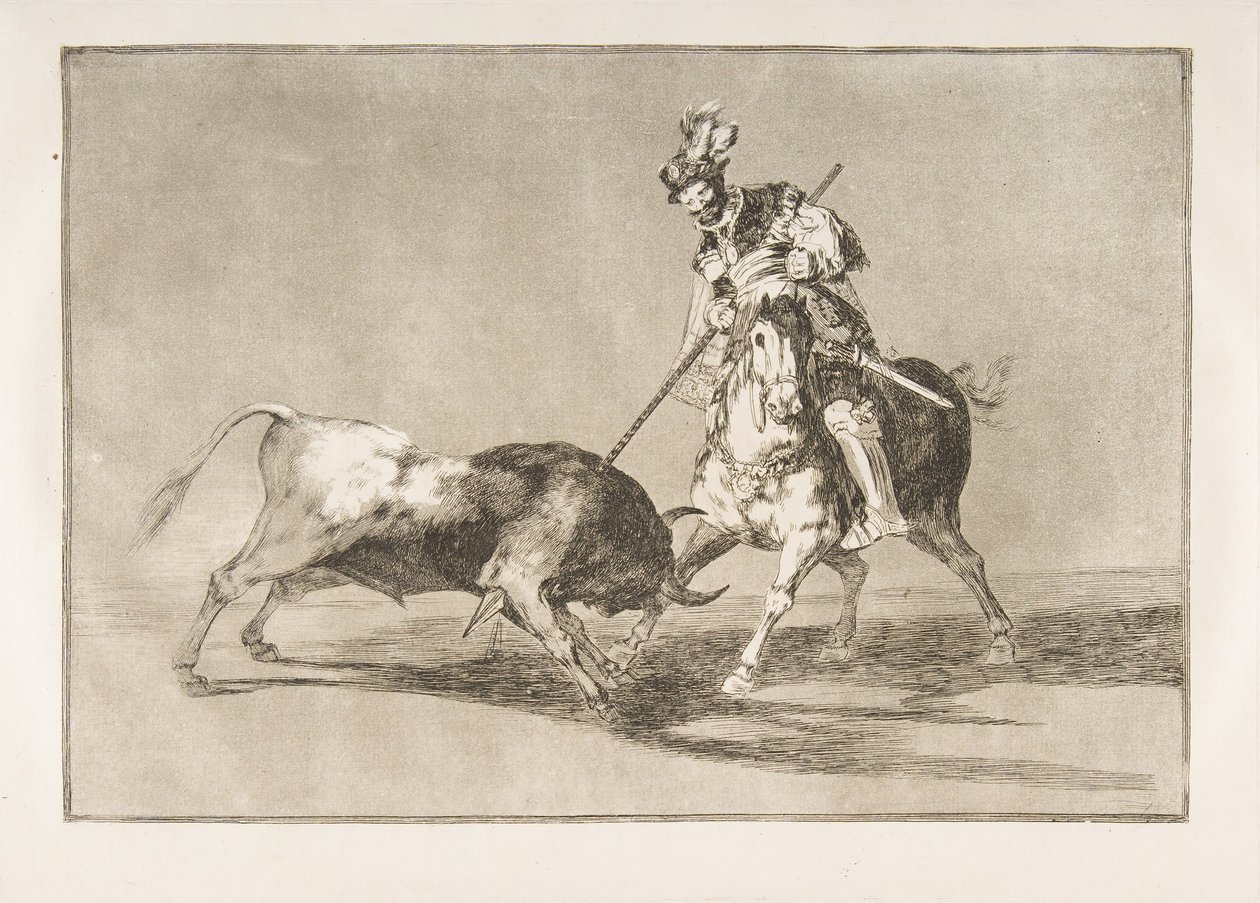 Planche 11 de la Tauromaquia : Le Cid campeador transperçant un autre taureau, 1816 - Francisco de Goya