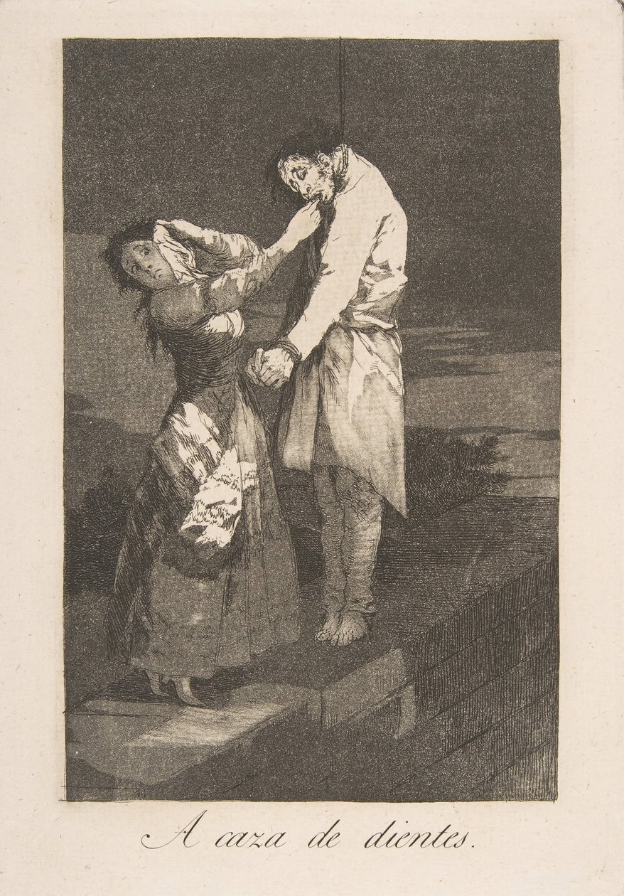 Planche 12 de Los Caprichos: À la chasse aux dents, 1799 - Francisco de Goya