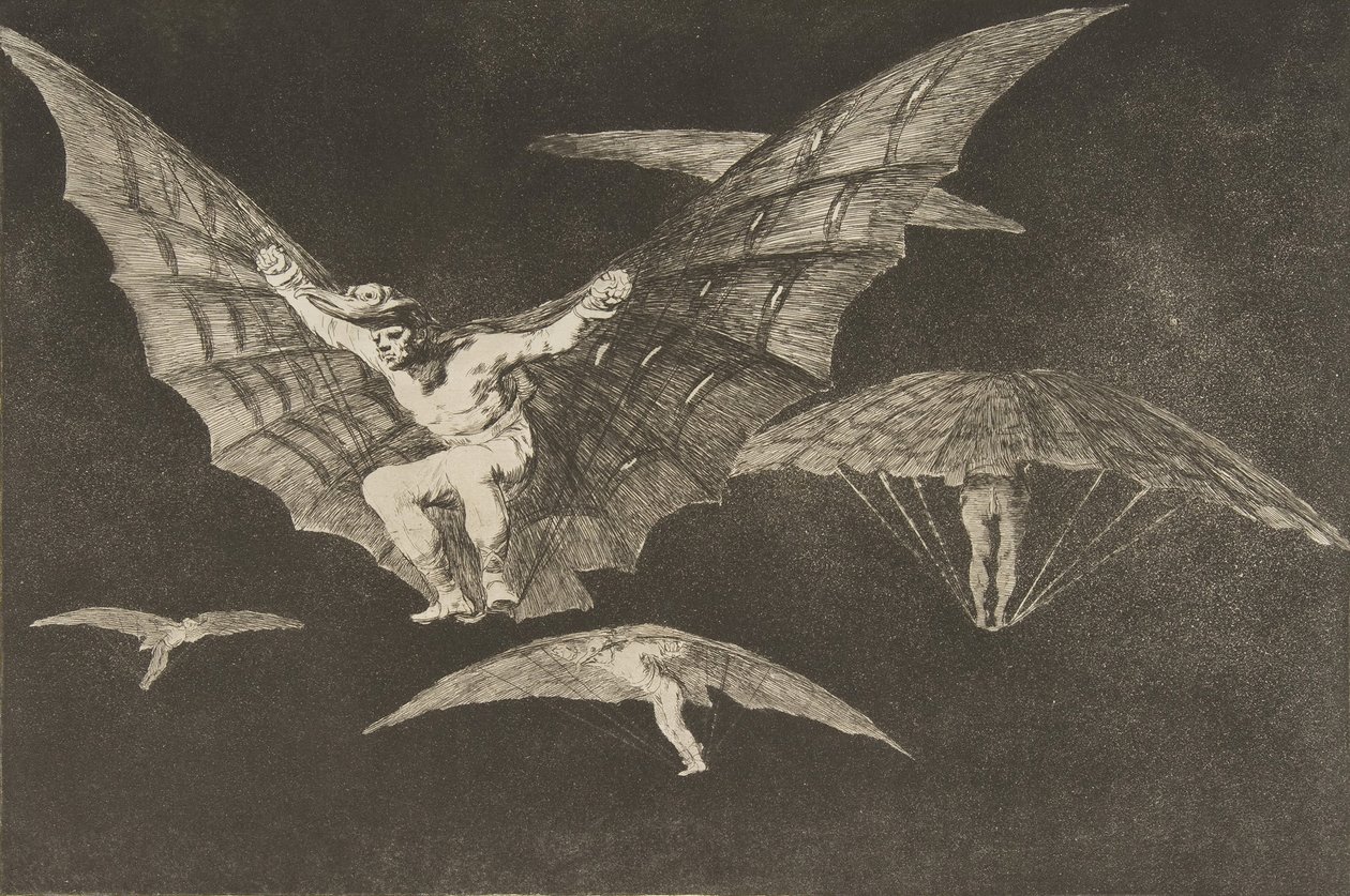 Planche 13 des Disparates : Une manière de voler - Francisco de Goya