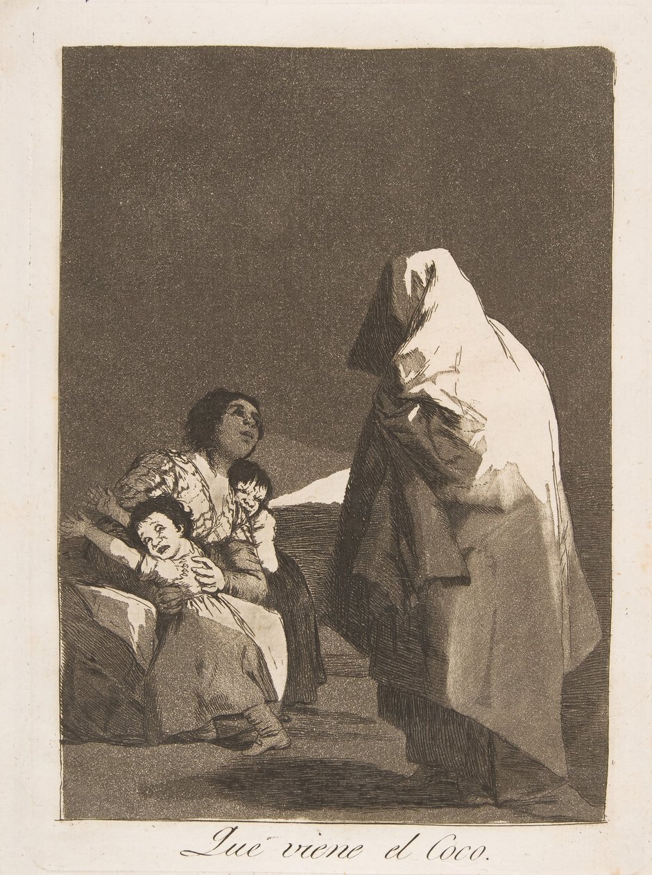 Planche 3 de Los Caprichos : Voici le croque-mitaine Que viene el Coco., 1799 - Francisco de Goya