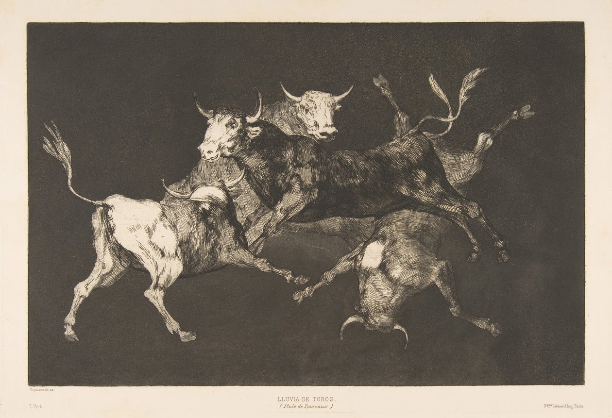 Planche D des Disparates : Fous ou Petits Taureaux - folie, vers 1816-1823 publié en 1877 - Francisco de Goya
