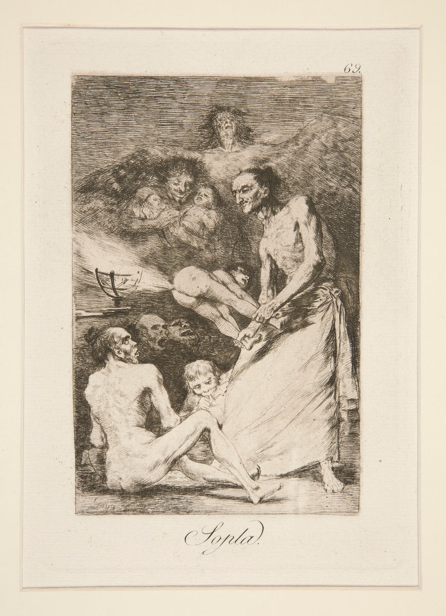 Sopla (Souffle), pl. 69 de la série Los caprichos - Francisco de Goya