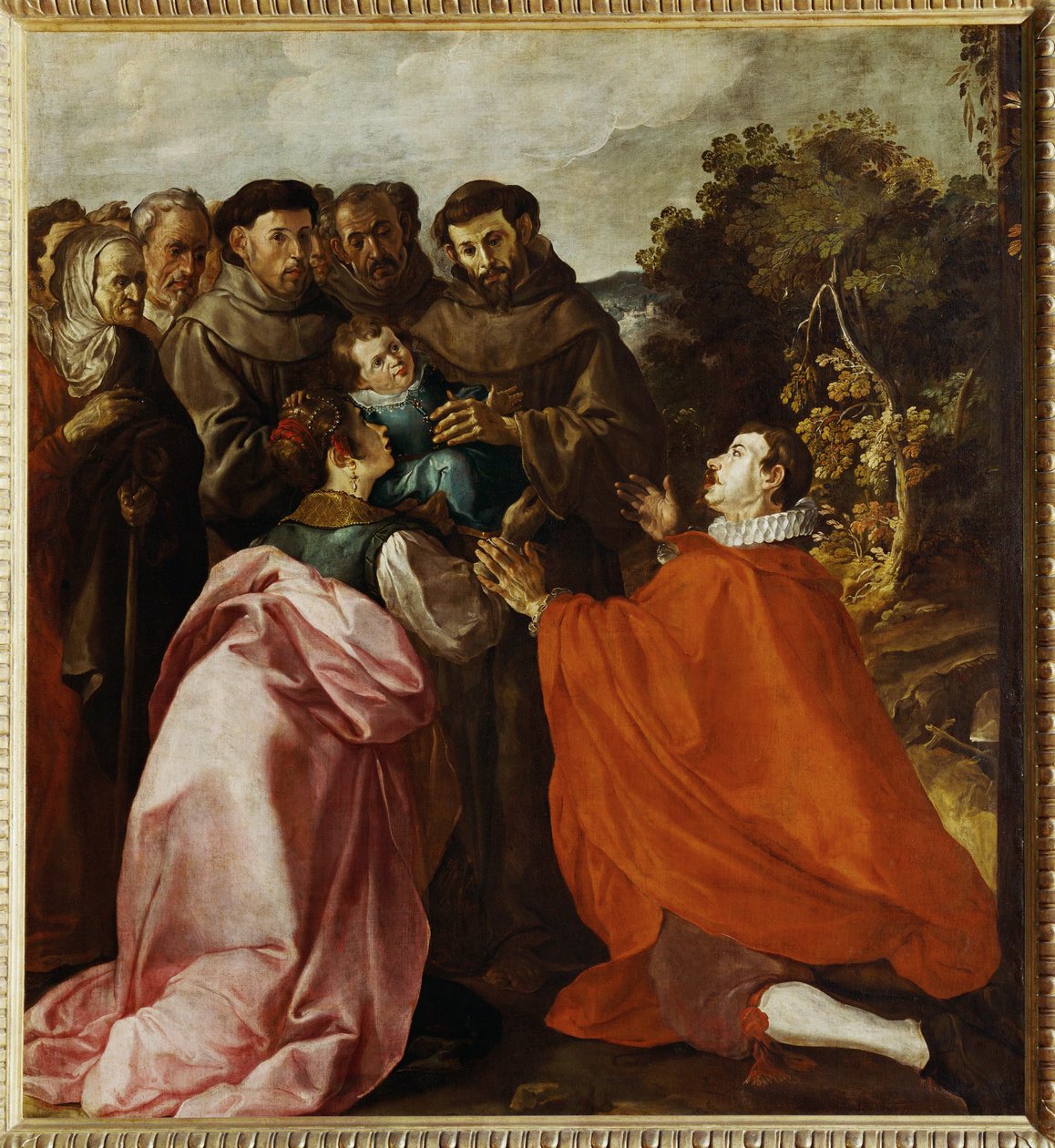 Guerison de saint Bonaventure enfant par saint Francois - Saint Francis heals the child Bonaventura … - Francisco Herrera