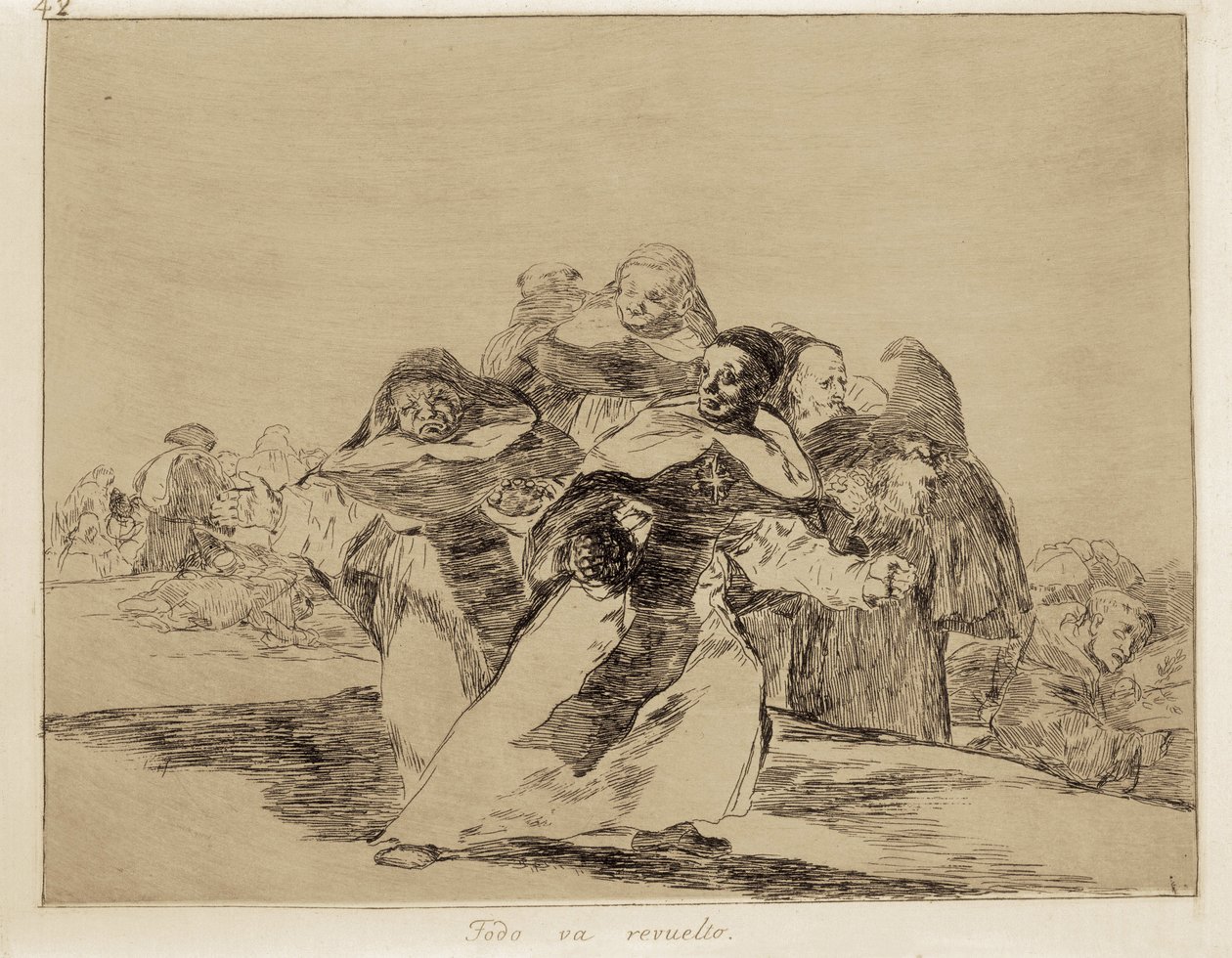 Tout est sens dessus dessous. 1810-1820. (17.6 x 22.2 cm). Planche 42 de "Les Désastres de la guerre". Eau-forte. ESPAGNE. MADRID (COMMUNAUTÉ AUTONOME). Madrid. Musée du Prado - Francisco Jose de Goya y Lucientes