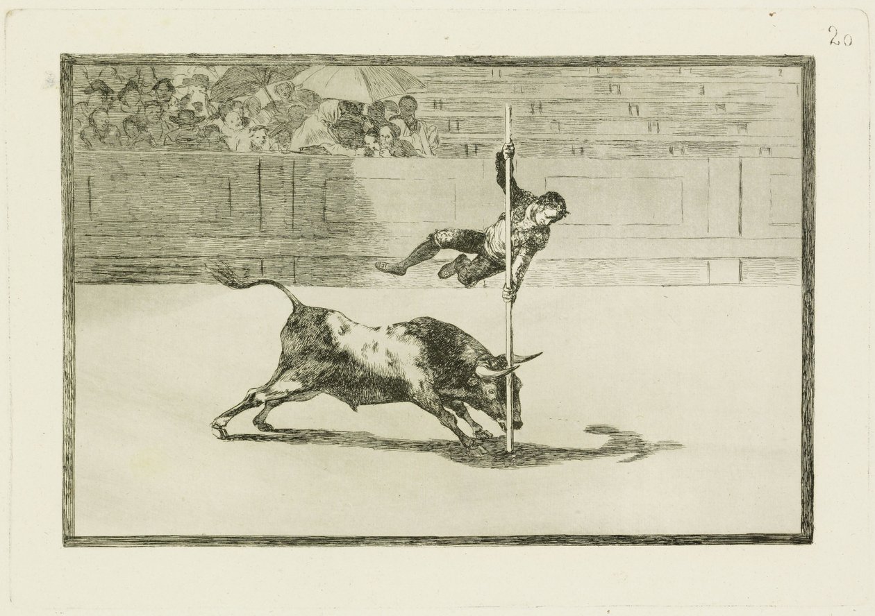 Légèreté et audace de Juanito Apiniani dans les arènes de Madrid / Agilité et audace de Juanito Apiani dans les arènes de Madrid (Tauromaquia 20) - Francisco Jose de Goya y Lucientes