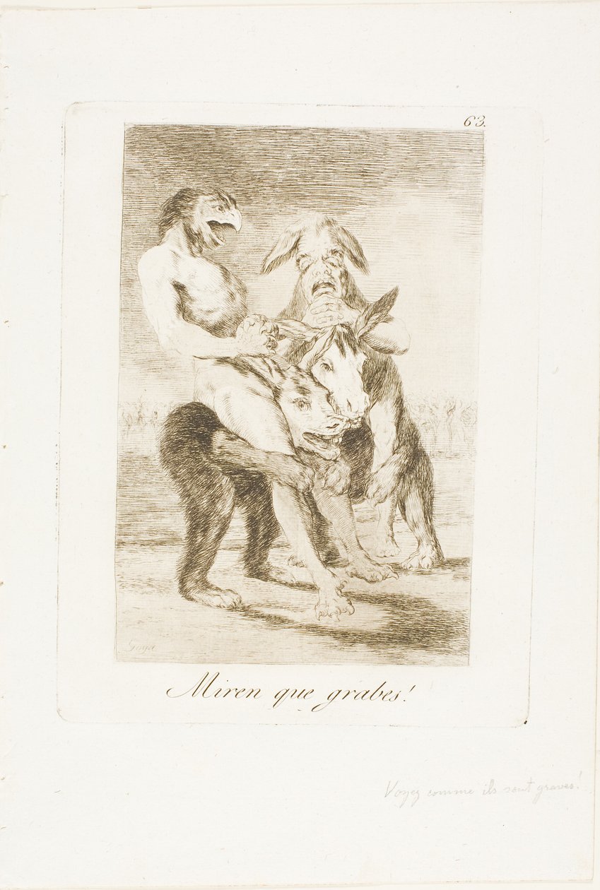 Regardez comme ils sont solennels !, planche 63 de Los Caprichos - Francisco Jose de Goya y Lucientes