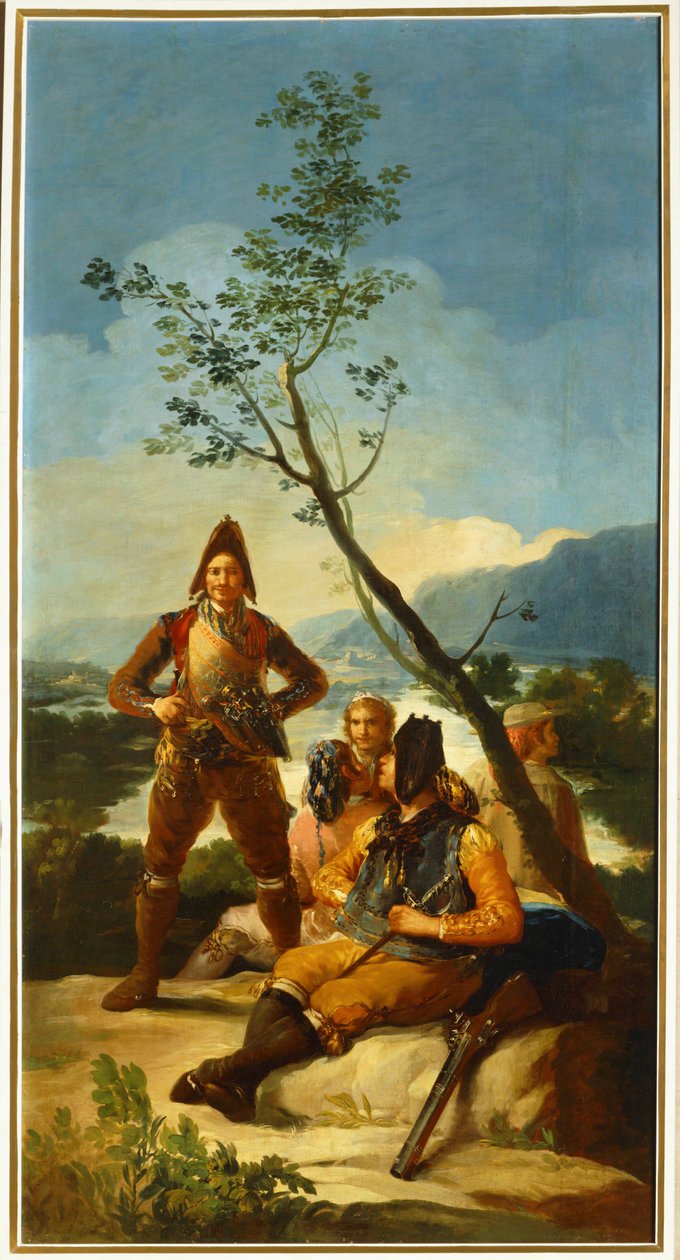 Soldats gardant les routes utilisées pour le commerce du tabac ... (peinture sur toile) - Francisco Jose de Goya y Lucientes