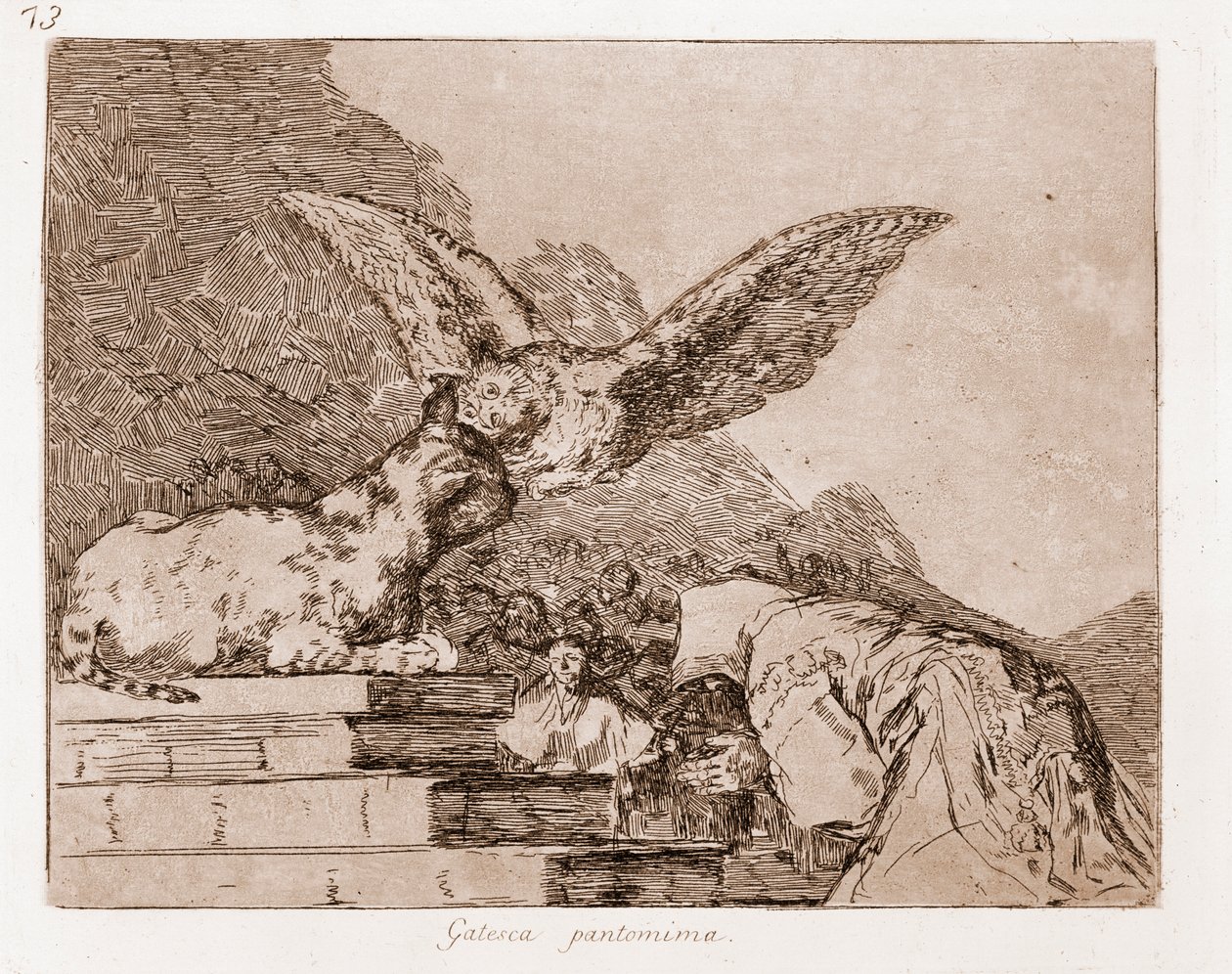 Les désastres de la guerre : Pantomime de chat (eau-forte) - Francisco de Goya