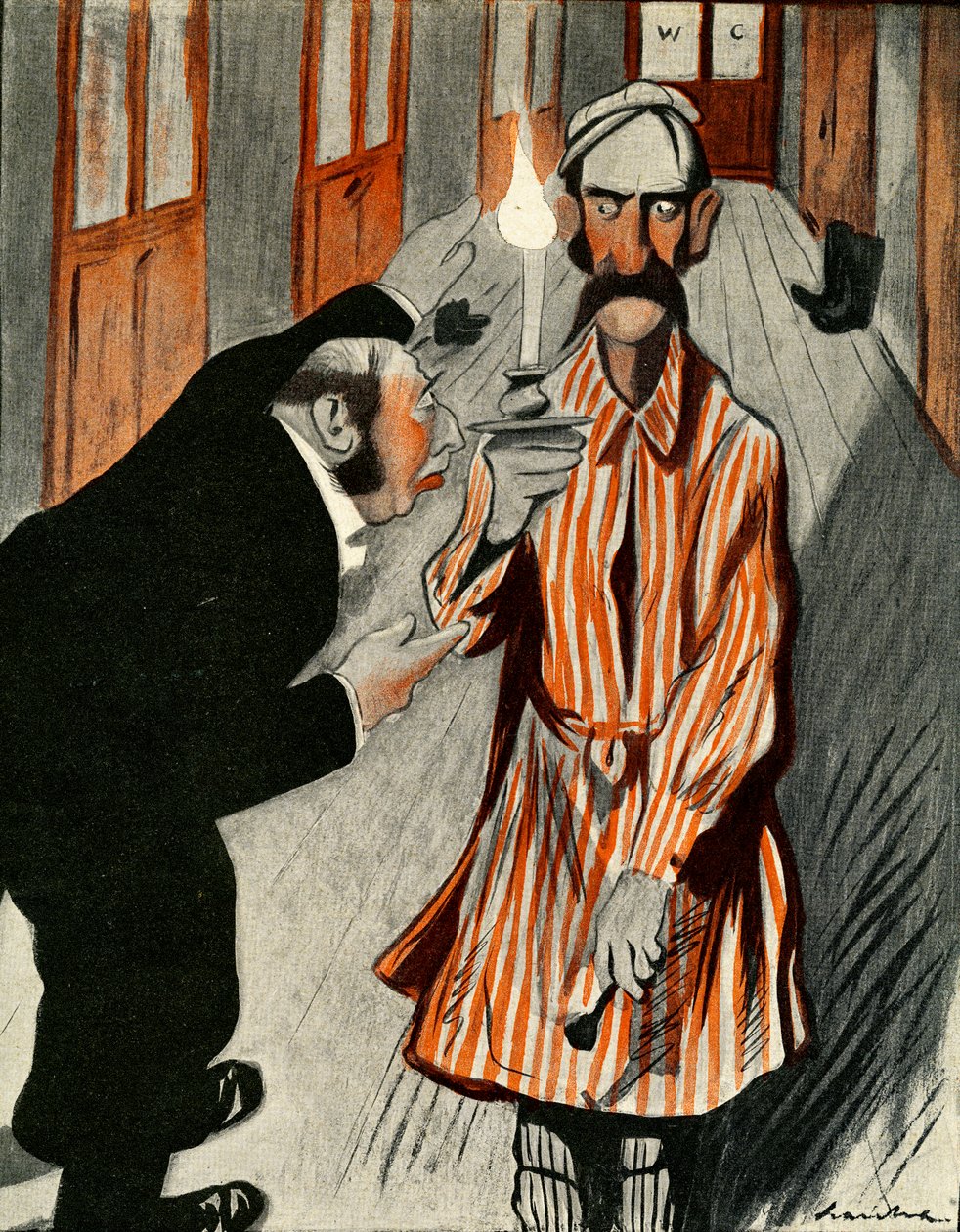 Un Anglais grincheux aidé par un membre du personnel dans un hôtel français, 1903 - Francisco Sancha y Lengo