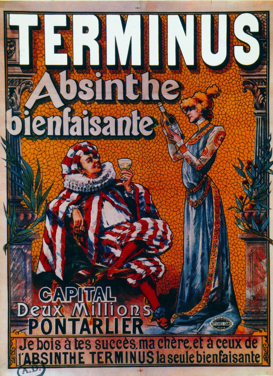 Publicité pour Terminus « absinthe bienfaisante » par Pontarlier - Francisco Tamagno