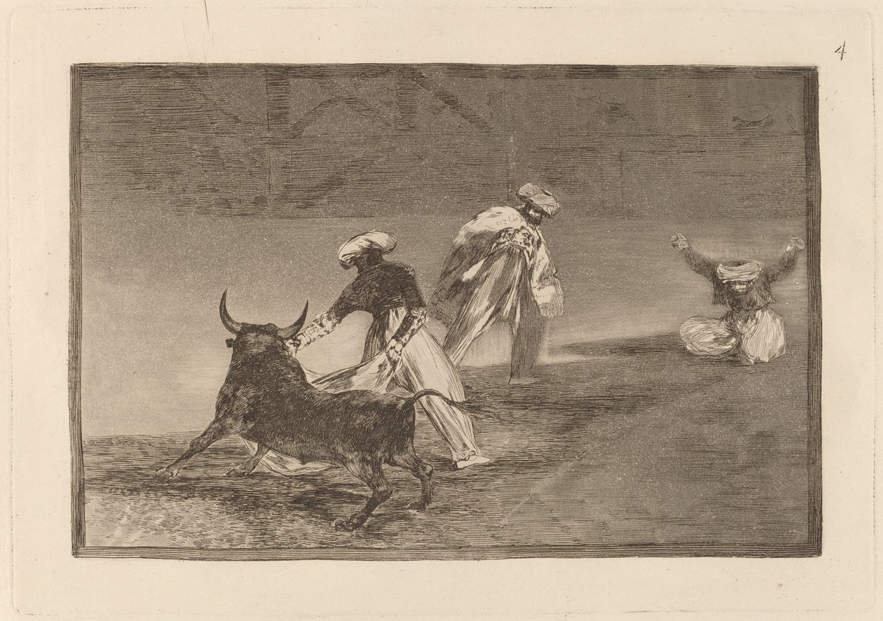 Capea un Autre Enclos (Ils Jouent un Autre avec la Cape dans un Enclos) - Francisco de Goya