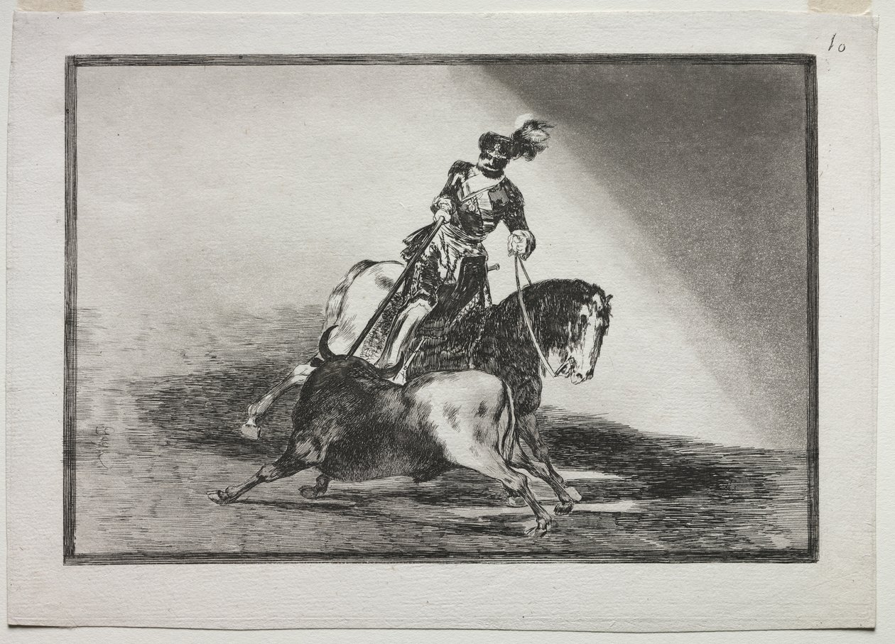 Charles V lançant une lance sur un taureau dans l