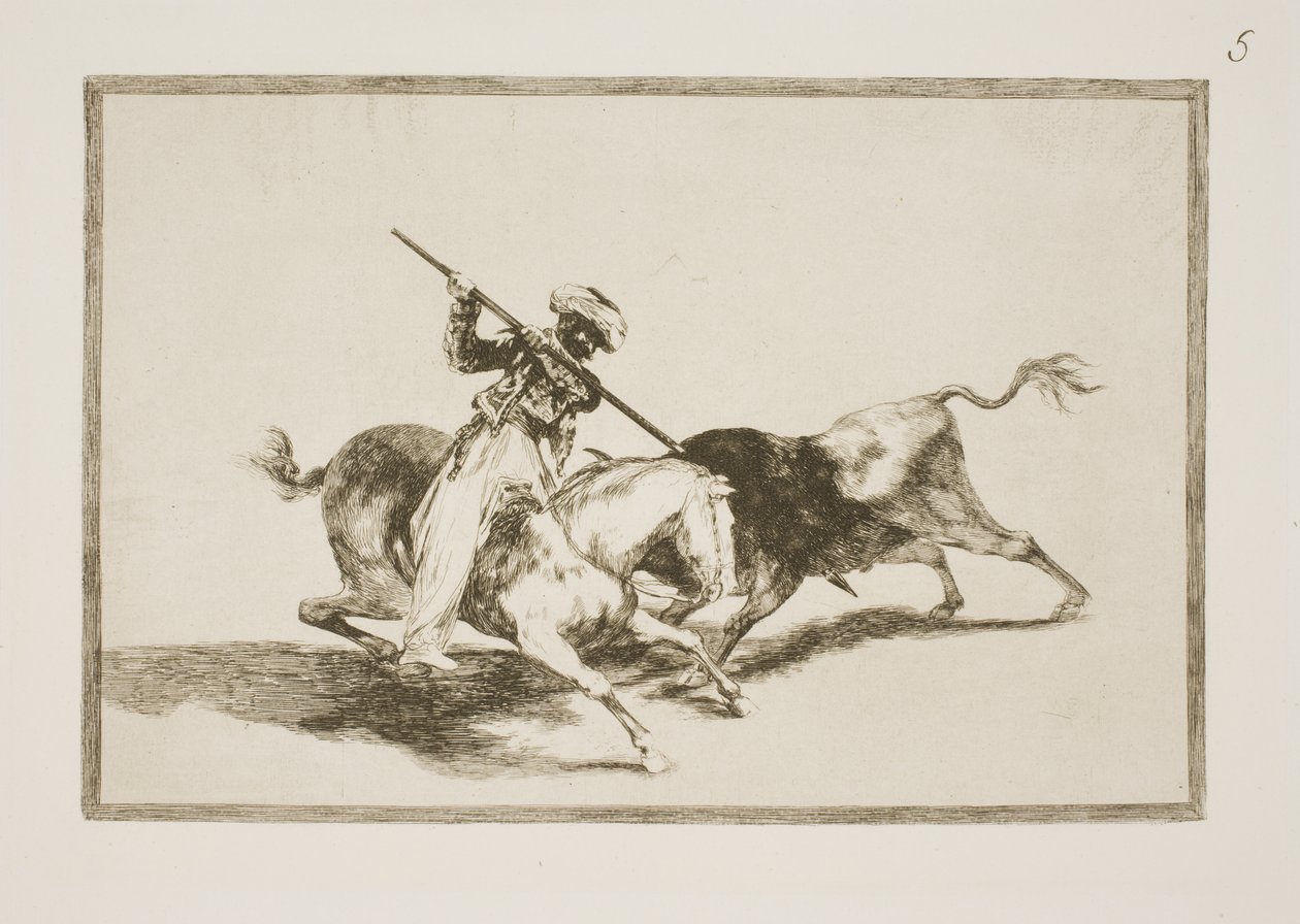 Le maure inspiré Gazul est le premier à piquer des taureaux selon les règles - Francisco de Goya