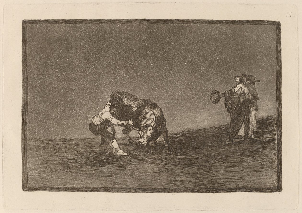 El mismo vuelca un toro en la plaza de Madrid - Francisco de Goya