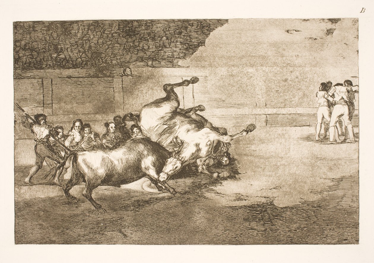 Cheval jeté à terre par un taureau - Francisco de Goya