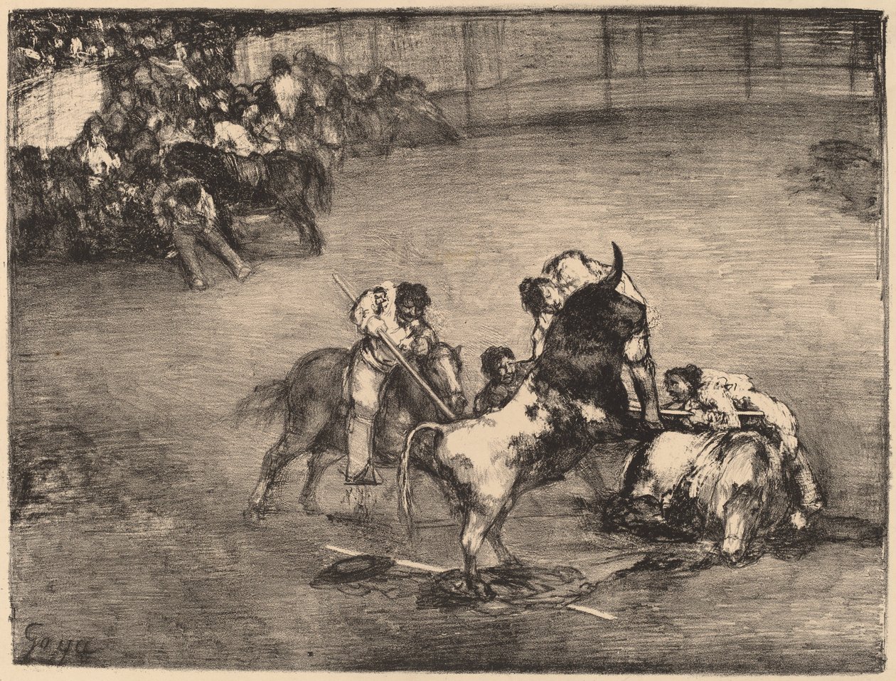 Picador attrapé par un taureau - Francisco de Goya
