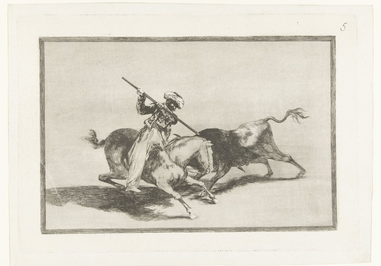 El animoso Moro Gazul es el primero que lanceó toros en regla (La Tauromaquia) - Francisco de Goya