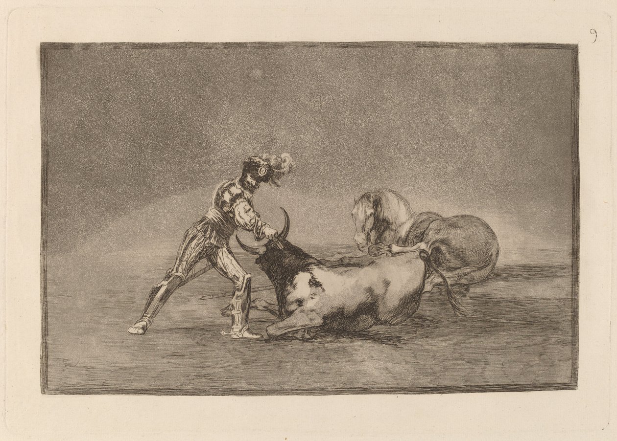 Un chevalier espagnol tue le taureau après avoir perdu son cheval - Francisco de Goya