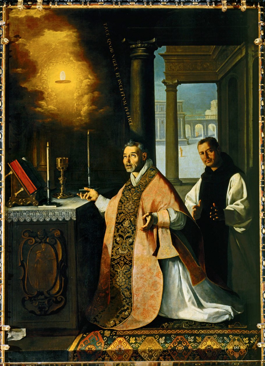 Le prêtre Cabanuelas de Tolède célébrant la Sainte Messe en 1420 ... (peinture sur toile) - Francisco de Zurbaran
