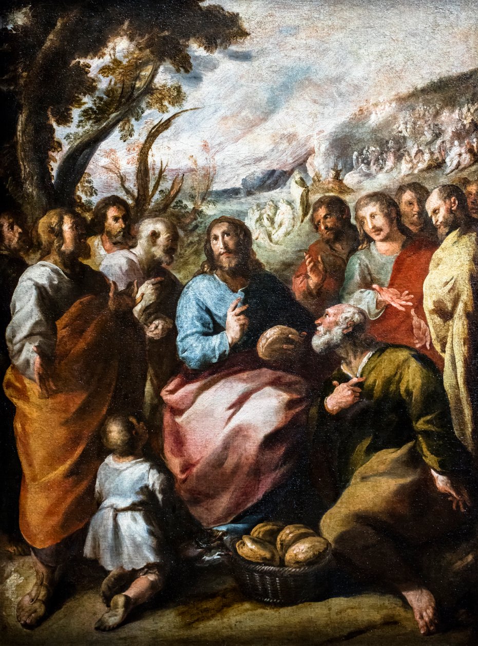 La multiplication des pains (huile sur toile) - Francisco de the Elder Herrera