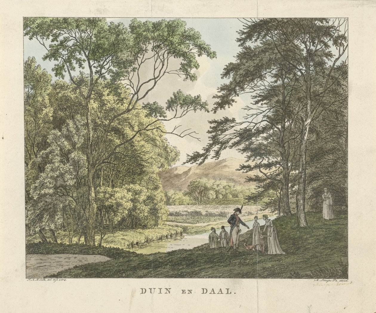 Promeneurs près du domaine Duin en Daal - Franciscus Andreas Milatz