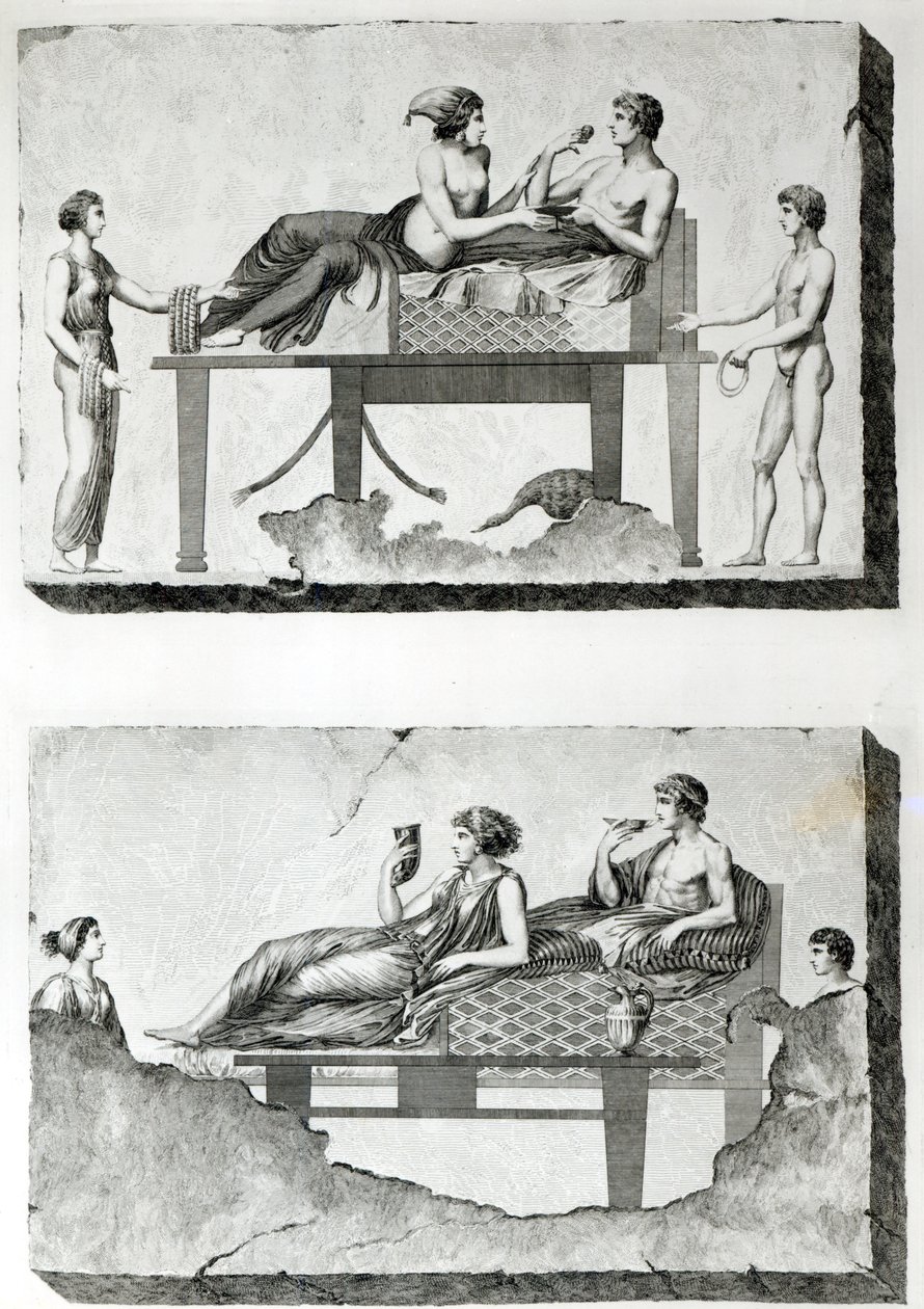 Fresques de tombes étrusques, vers 1780 (gravure) (photo n/b) - Franciszek (after) Smuglewicz