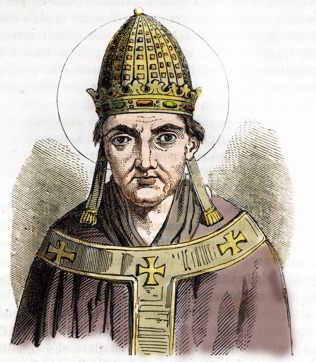 Portrait du Pape Sylvestre I (Silvestre ou Sylvester ou Silvestro) (314-335) - Dessin de «Misteri del Vaticano» par Franco Mistrali - Franco Mistrali