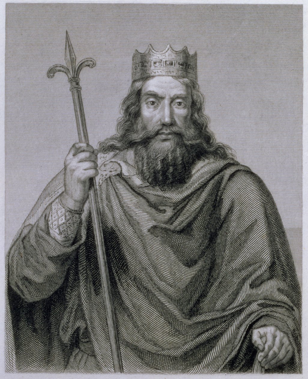 Clovis I (465-511) souverain mérovingien des Francs, gravé par G. Lewy - Francois Louis Dejuinne