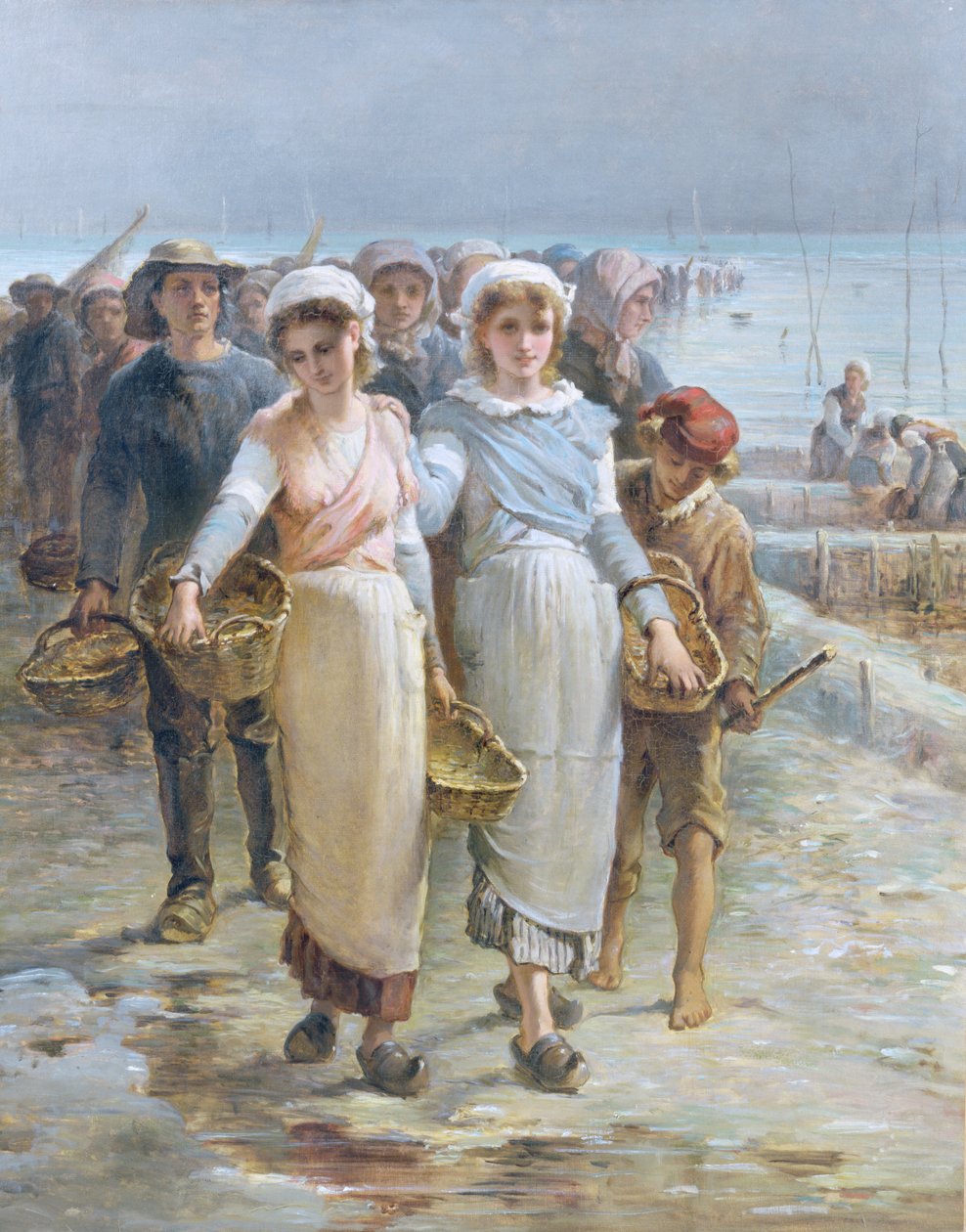 Les filles aux huîtres à Cancale - Francois Nicolas Augustin Feyen-Perrin