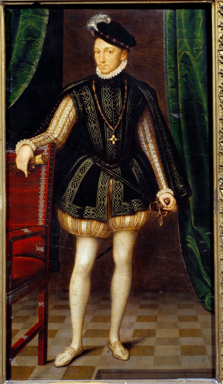 Portrait en pied de Charles IX (1550 - 1574) roi de France - Francois (workshop of) Clouet