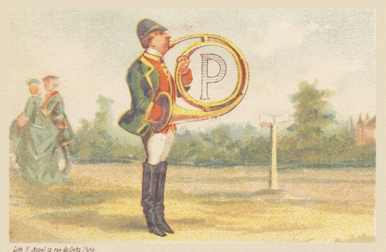 P (lettre montrée par un joueur de cor de chasse) - Francois Antoine Appel